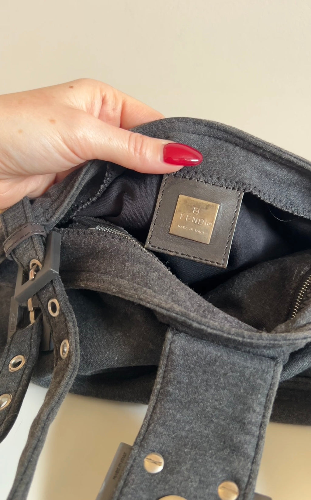 Fendi grey cotton baguette