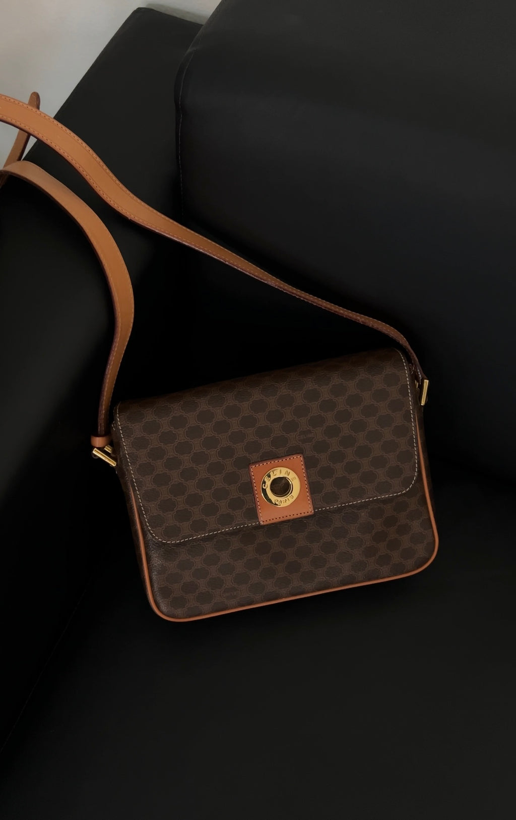 CELINE Macadam Flap Shoulder Bag