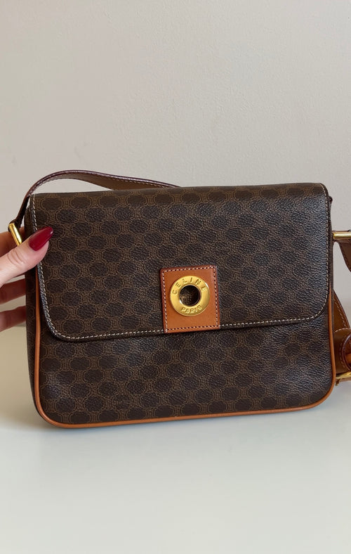 CELINE Macadam Flap Shoulder Bag