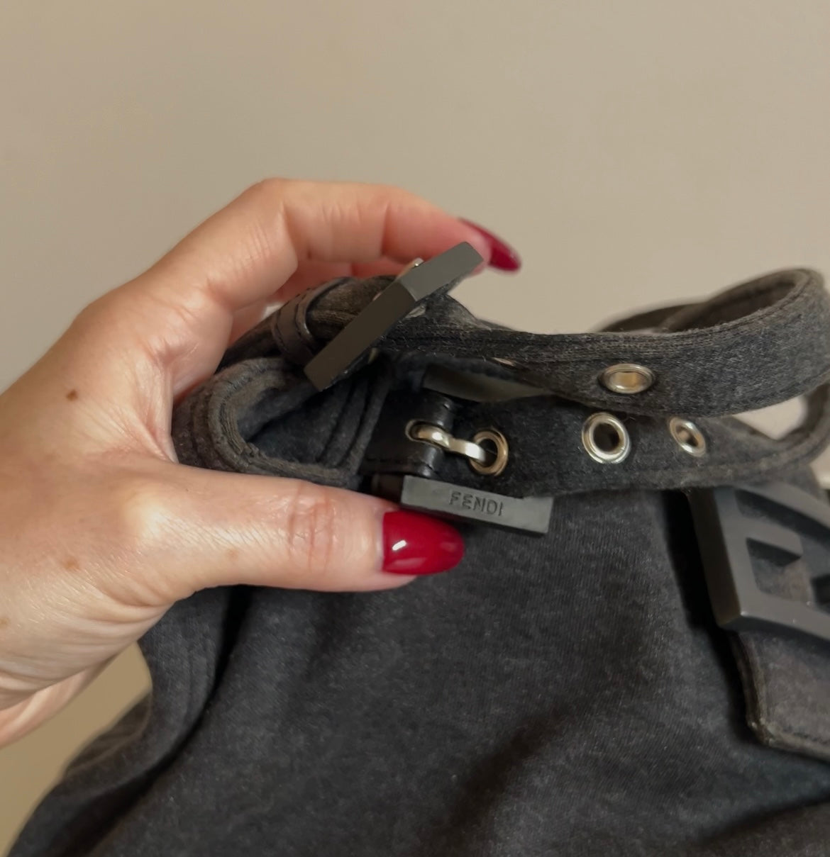 Fendi grey cotton baguette