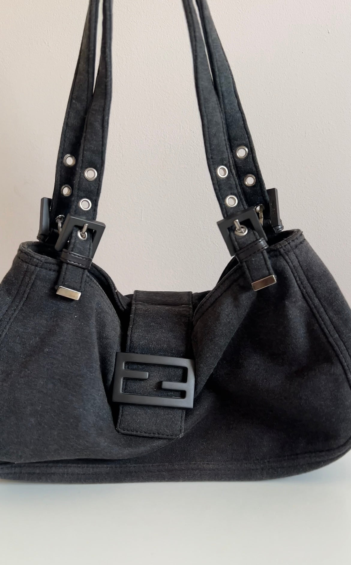 Fendi grey cotton baguette
