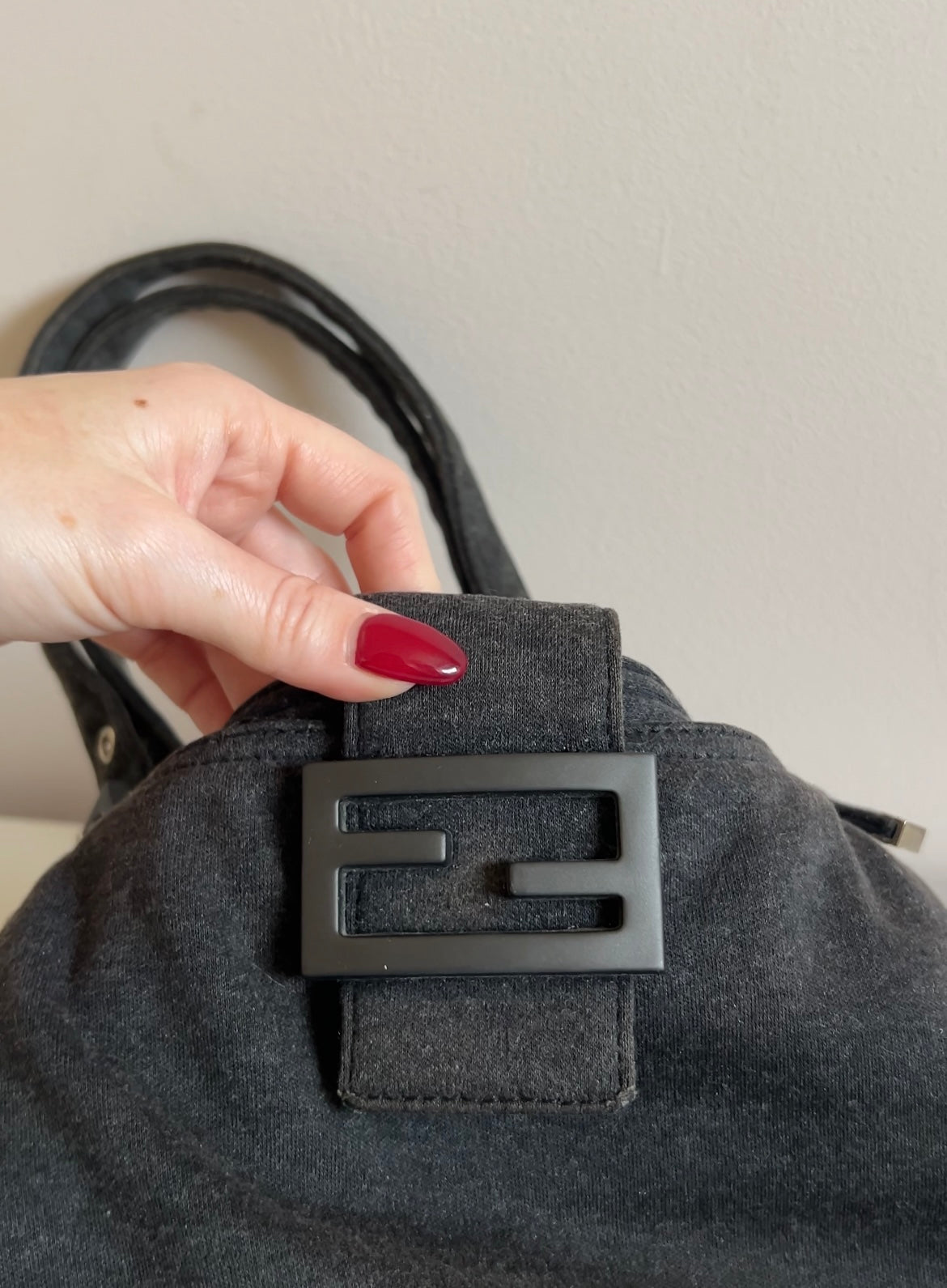 Fendi grey cotton baguette