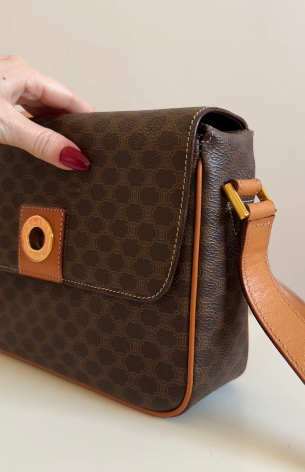 CELINE Macadam Flap Shoulder Bag