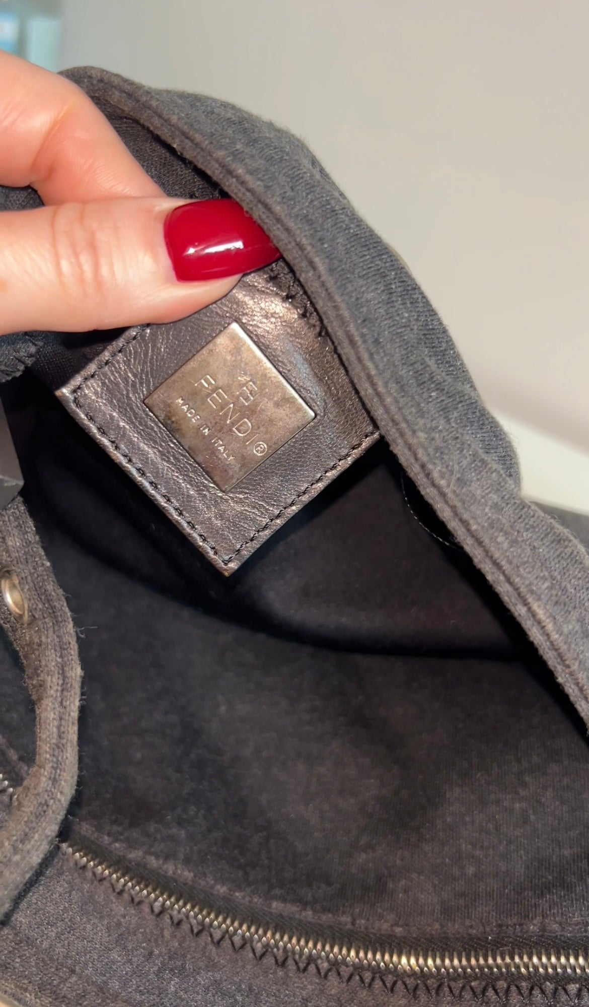 Fendi grey cotton baguette