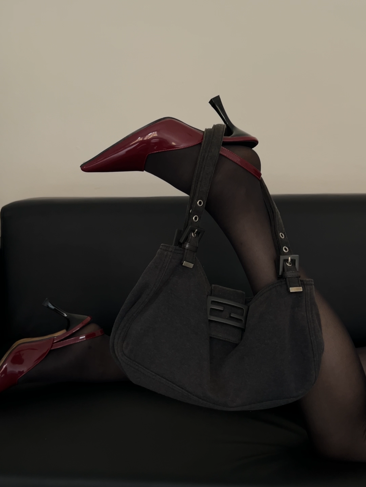 Fendi grey cotton baguette