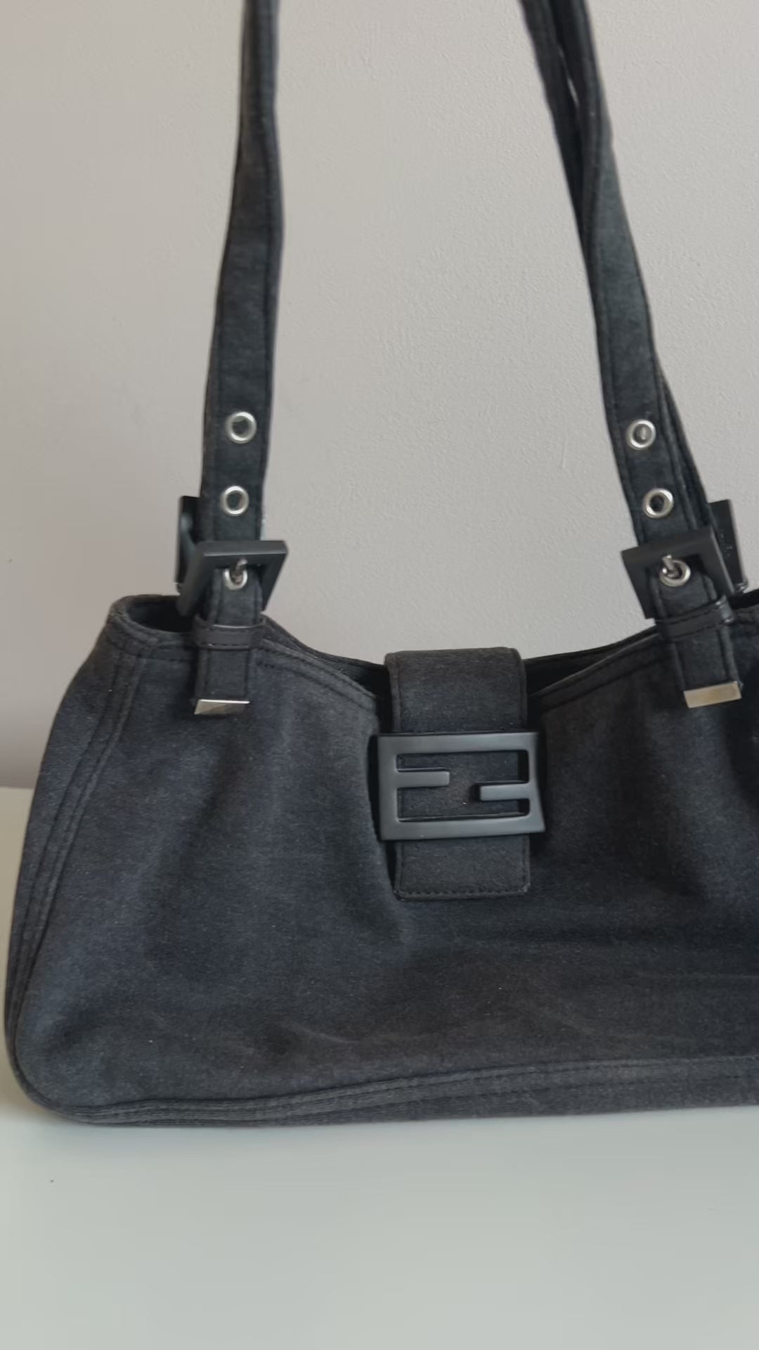 Fendi grey cotton baguette